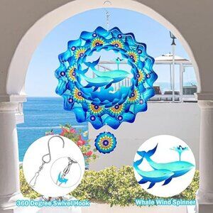 Wind Spinner-Hanging 3D Metal Whale Wind Spinner / BRAND NEW IN BOX.